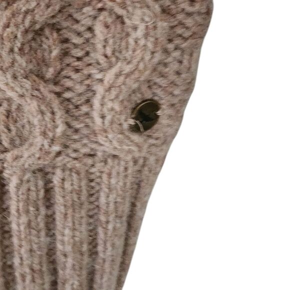 Eddie Bauer sweater S tan cable knit wool blend academia Y2K grunge Fisherman - Picture 3 of 4